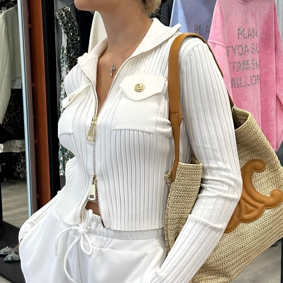 Жилетка Massimo Dutti в бяло и черно
