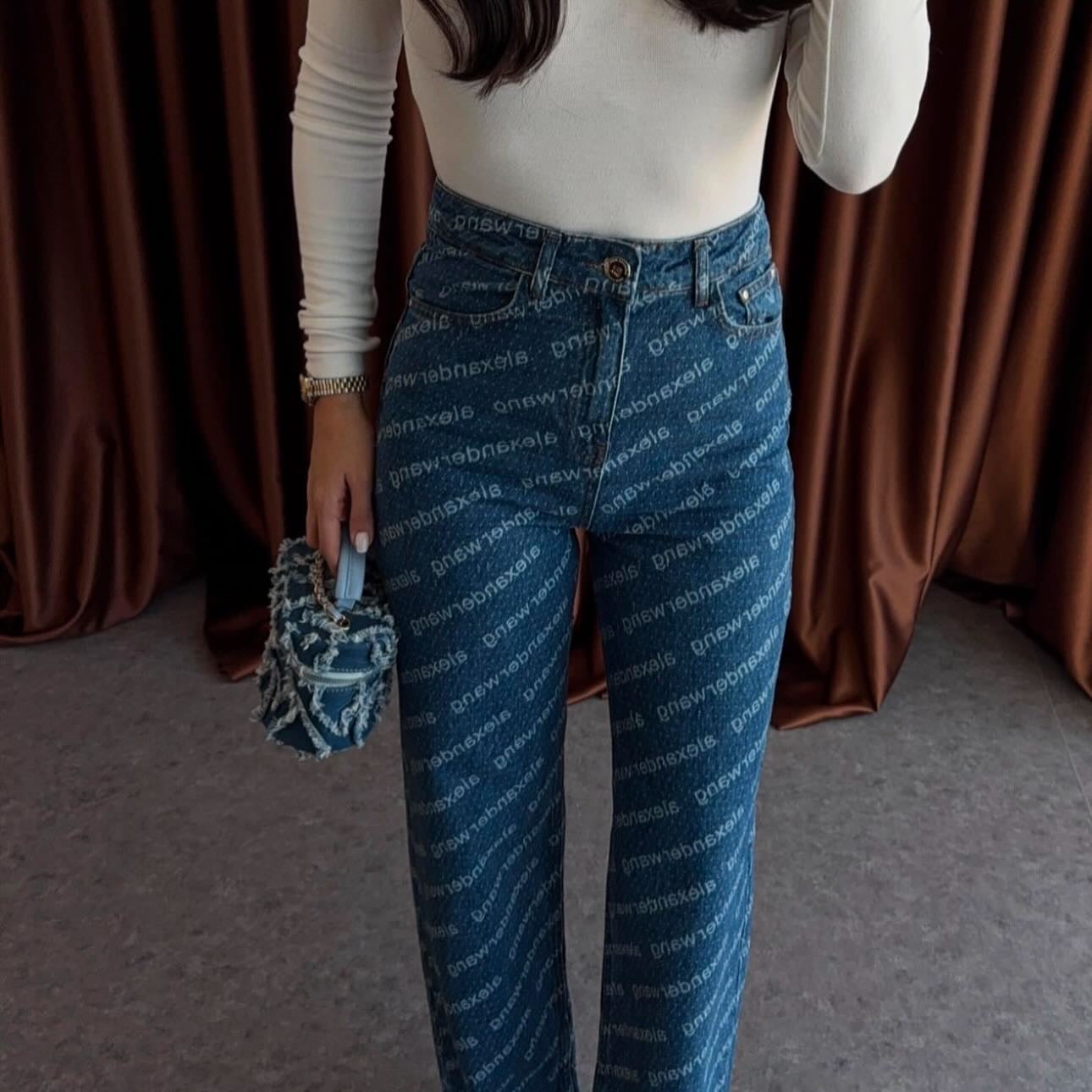 Дънки с лого AW Alexander Wang